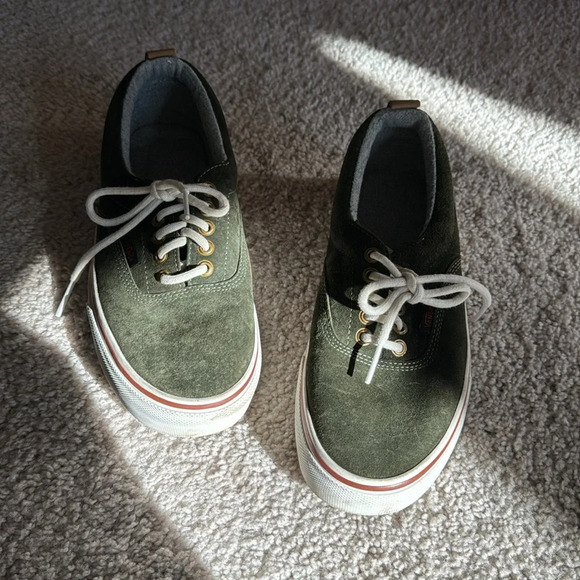 Vans Shoes - Olive green and tan suede vans scotch gaurd womens 9 lace up sneakers